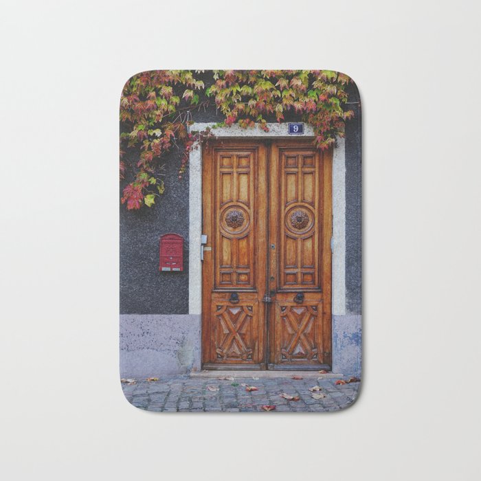 Oak Door in Burgundy, France - French Architecture and Travel Photography  Bath Mat Gallery Image 1