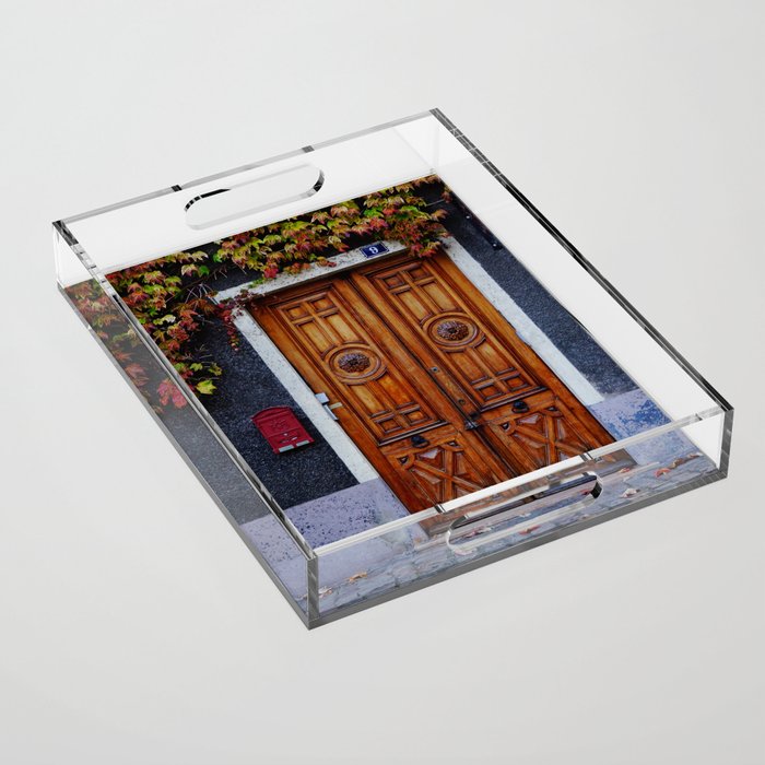 Oak Door in Burgundy, France - French Architecture and Travel Photography  Acrylic Tray Gallery Image 1