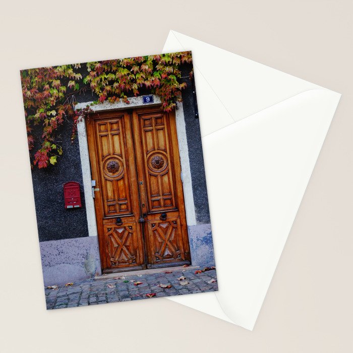 Oak Door in Burgundy, France - French Architecture and Travel Photography  Stationery Card Gallery Image 2