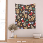 Cute Christmas Brown Wall Tapestry Gallery Image 2