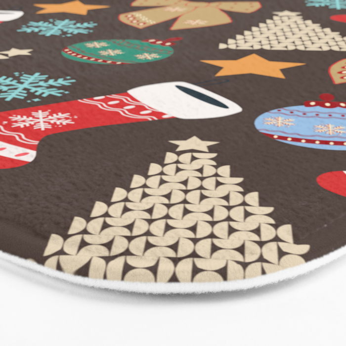 Cute Christmas Brown Bath Mat Gallery Image 3