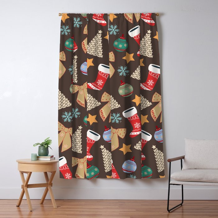 Cute Christmas Brown Window Curtain Gallery Image 5