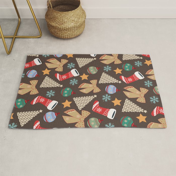 Cute Christmas Brown Rug Gallery Image 1