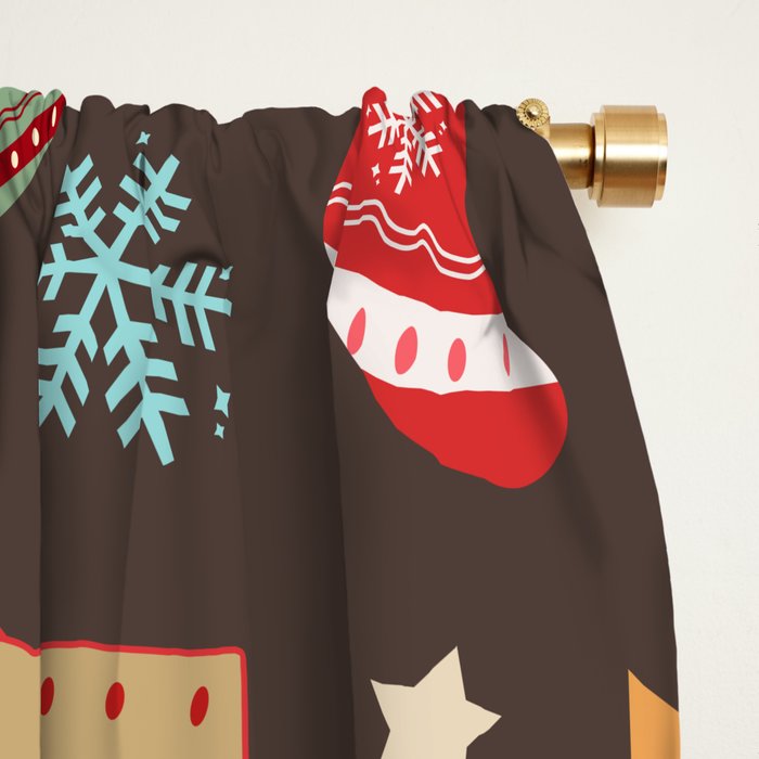 Cute Christmas Brown Window Curtain Gallery Image 2