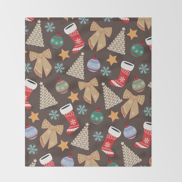 Cute Christmas Brown Throw Blanket Gallery Image 2