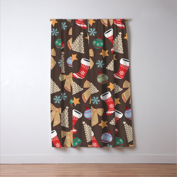 Cute Christmas Brown Window Curtain Gallery Image 3
