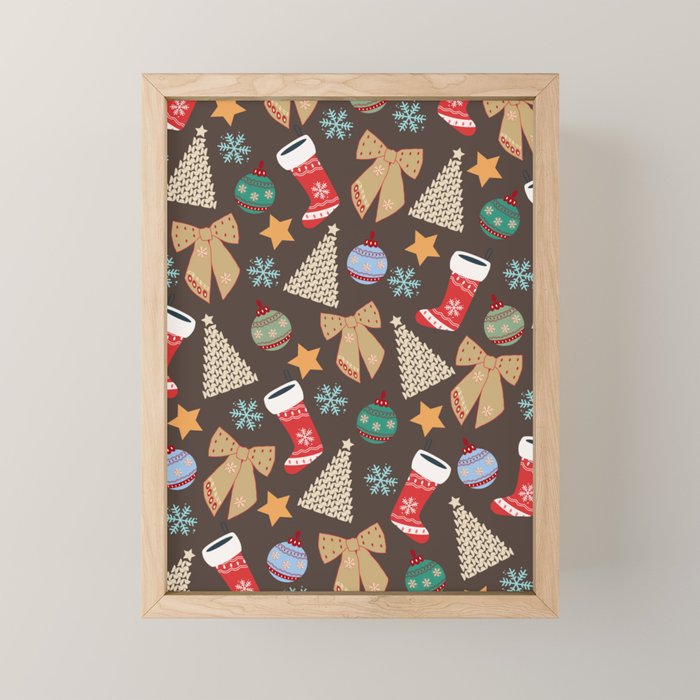 Cute Christmas Brown Mini Art Print Gallery Image 1