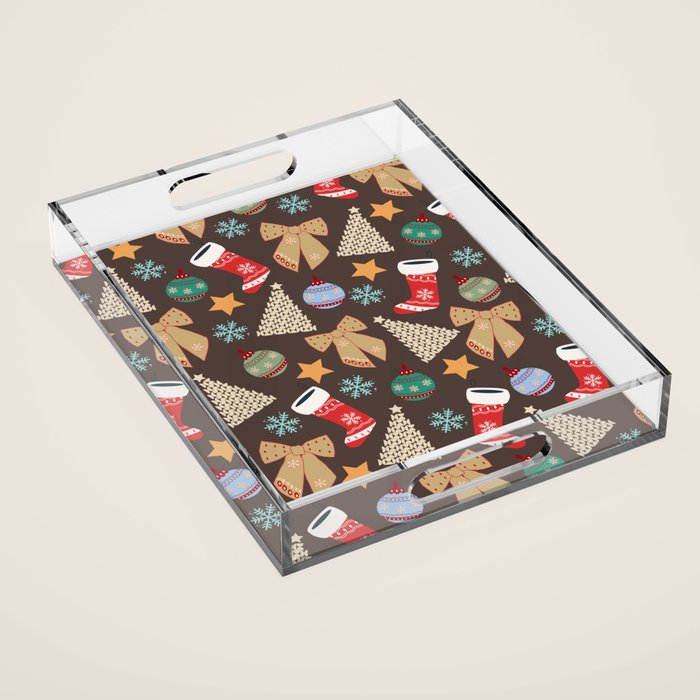 Cute Christmas Brown Acrylic Tray Gallery Image 1