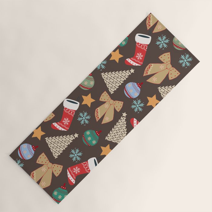 Cute Christmas Brown Yoga Mat Gallery Image 1