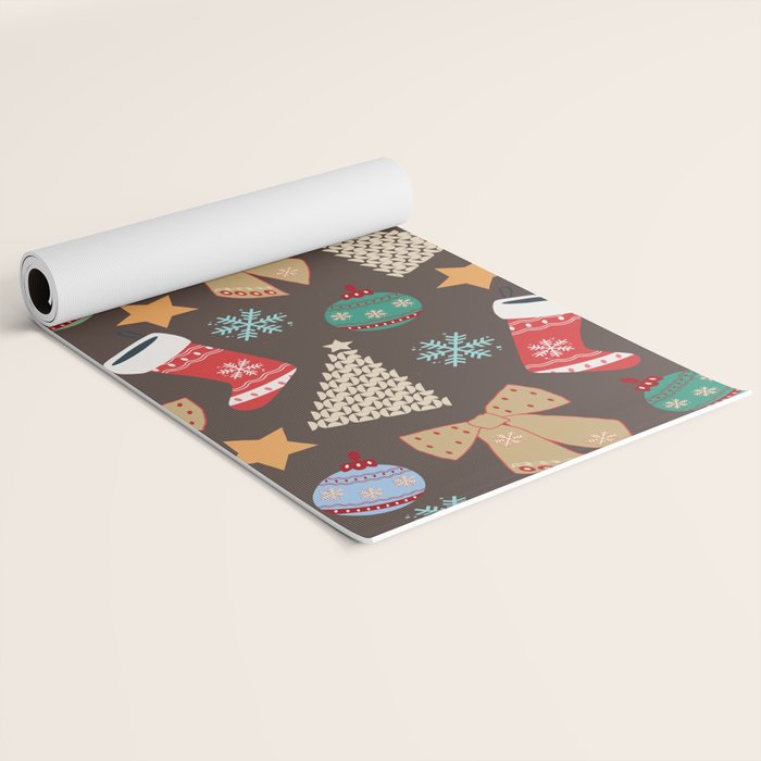 Cute Christmas Brown Yoga Mat Gallery Image 2