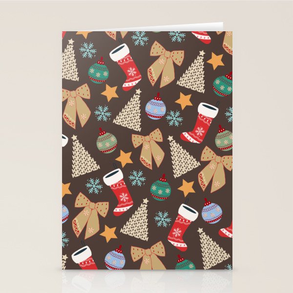 Cute Christmas Brown Stationery Card Gallery Image 1