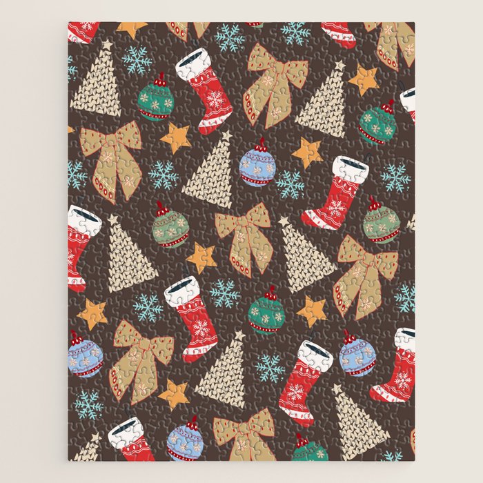 Cute Christmas Brown Jigsaw Puzzle Gallery Image 1