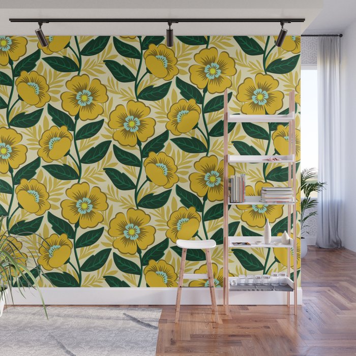 Yellow flower garden Wall Mural Gallery Image 1