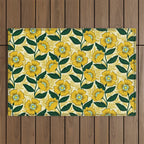 Yellow flower garden Outdoor Rug Gallery Image 1
