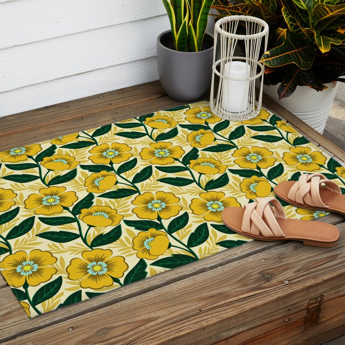Yellow flower garden Outdoor Rug Gallery Image 2