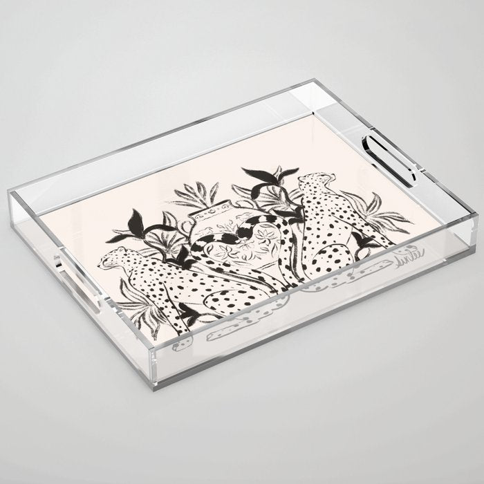Cheetah Symmetry lines  Acrylic Tray Gallery Image 1