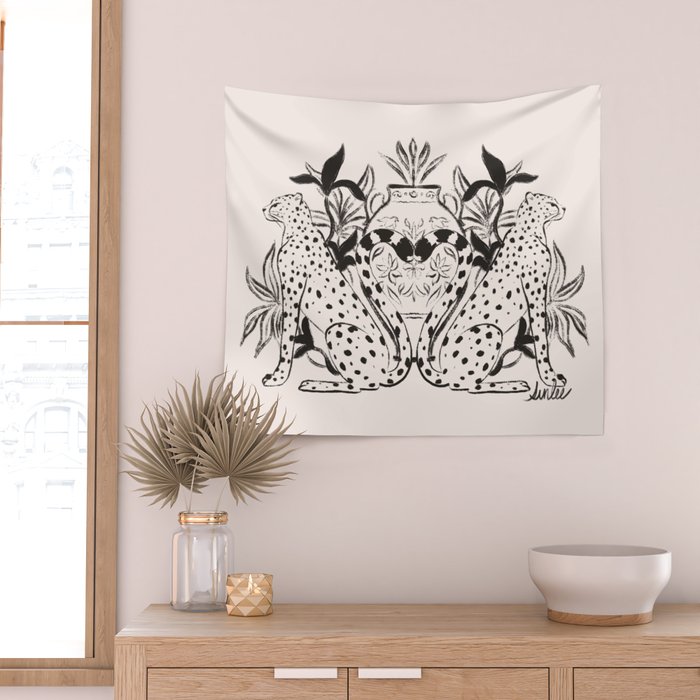 Cheetah Symmetry lines  Wall Tapestry Gallery Image 2