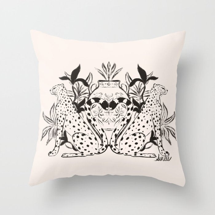 Cheetah Symmetry lines  Throw Pillow Gallery Image 1