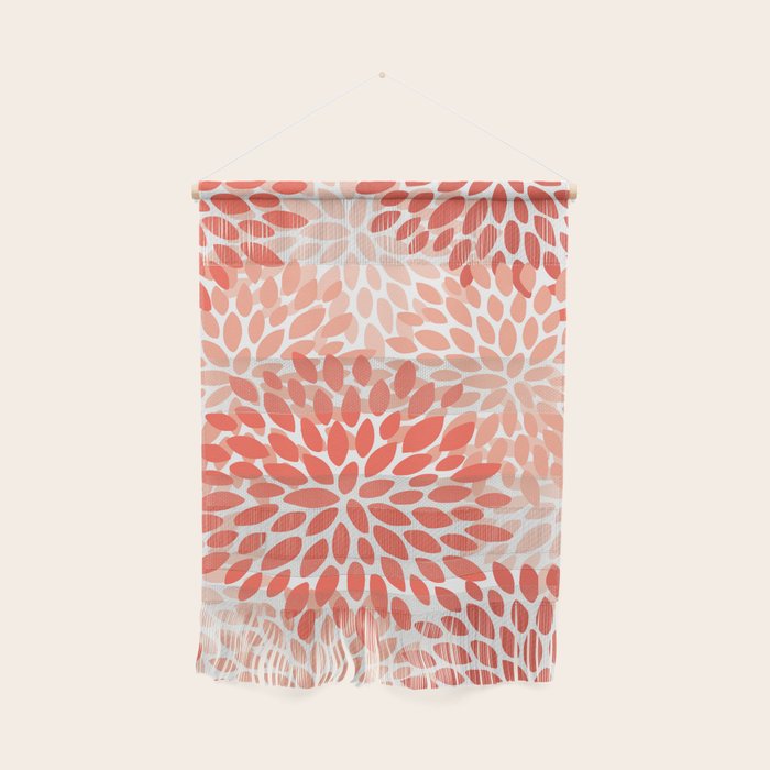 Flowers Pattern, Coral, Pink, Floral Prints Wall Hanging Gallery Image 1