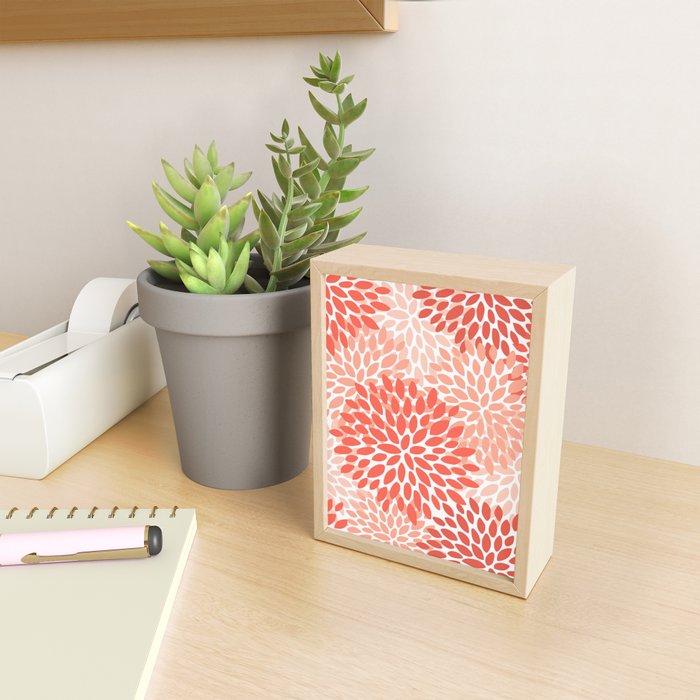 Flowers Pattern, Coral, Pink, Floral Prints Mini Art Print Gallery Image 2