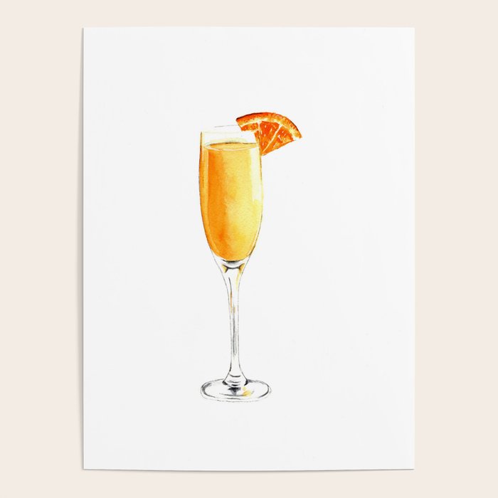 Cocktails. Watercolor Painting. Mimosa. Poster Gallery Image 4