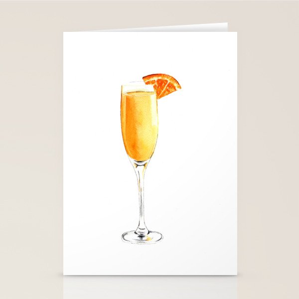 Cocktails. Watercolor Painting. Mimosa. Stationery Card Gallery Image 2