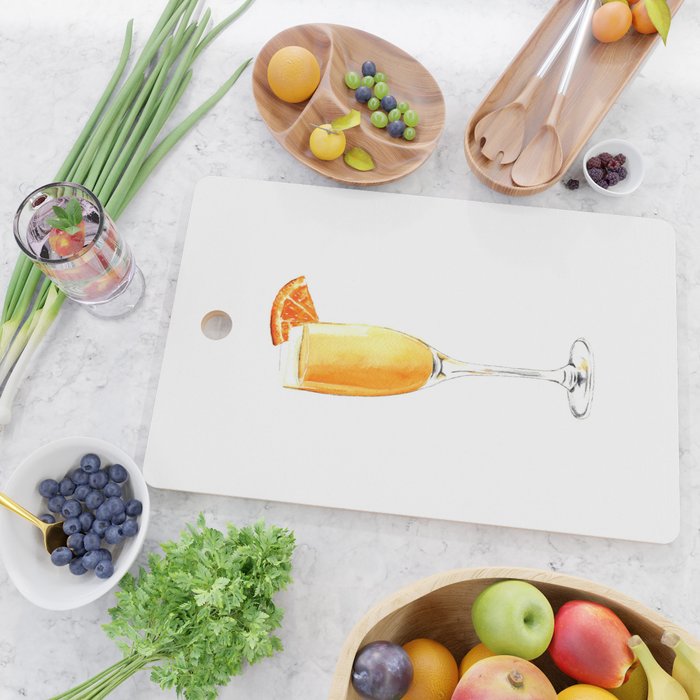 Cocktails. Watercolor Painting. Mimosa. Cutting Board Gallery Image 2