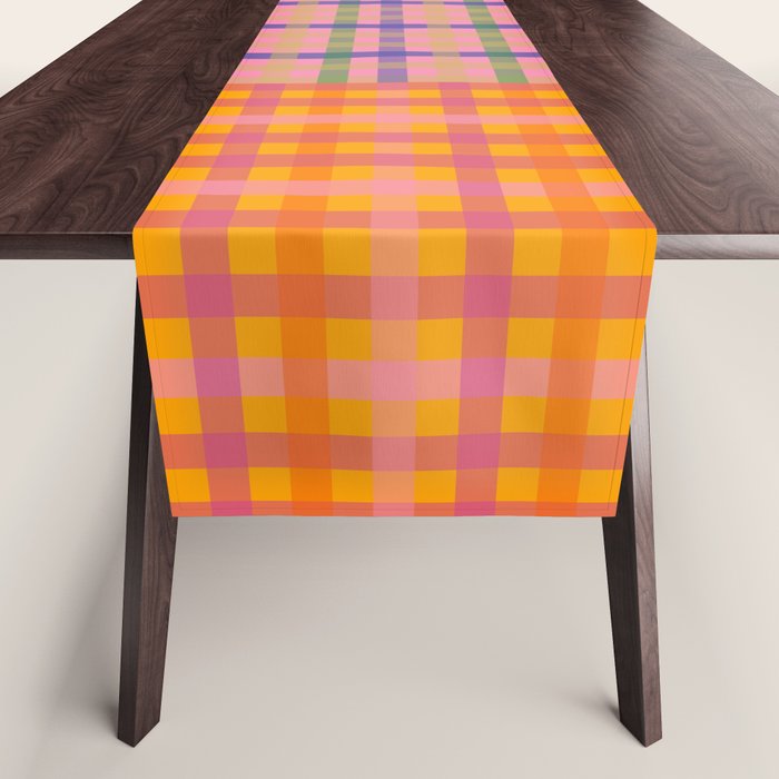 Colorful Eclectic Gingham Patchwork Pattern Table Runner Gallery Image 1