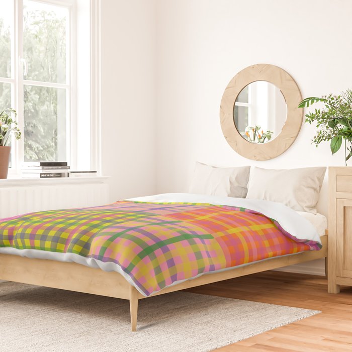 Colorful Eclectic Gingham Patchwork Pattern Duvet Cover Gallery Image 2