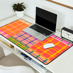 Colorful Eclectic Gingham Patchwork Pattern Desk Mat Gallery Image 2