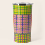 Colorful Eclectic Gingham Patchwork Pattern Travel Mug Gallery Image 1