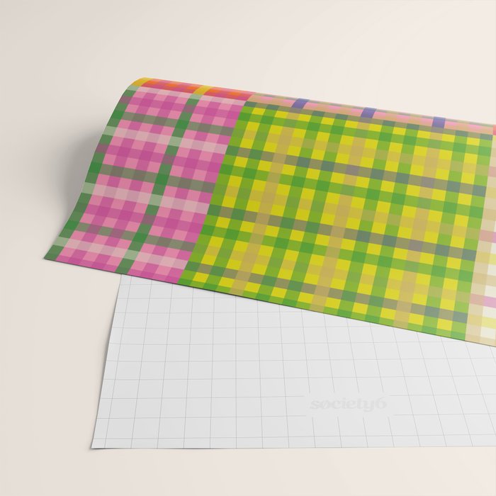 Colorful Eclectic Gingham Patchwork Pattern Wrapping Paper Gallery Image 2