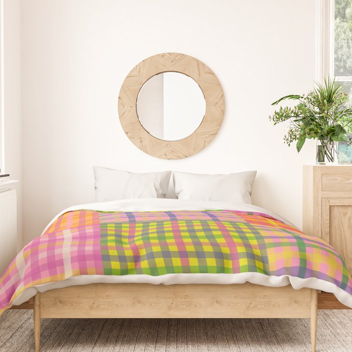 Colorful Eclectic Gingham Patchwork Pattern Duvet Cover Gallery Image 3