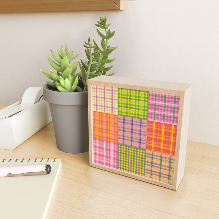 Colorful Eclectic Gingham Patchwork Pattern Mini Art Print Gallery Image 2