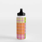 Colorful Eclectic Gingham Patchwork Pattern Water Bottle Gallery Image 3