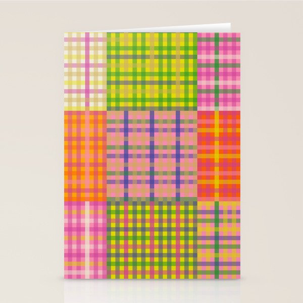 Colorful Eclectic Gingham Patchwork Pattern Stationery Card Gallery Image 1