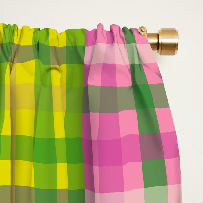 Colorful Eclectic Gingham Patchwork Pattern Window Curtain Gallery Image 2