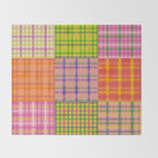 Colorful Eclectic Gingham Patchwork Pattern Throw Blanket Gallery Image 2