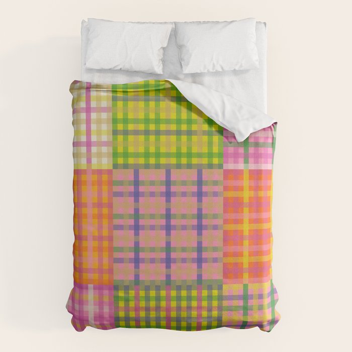Colorful Eclectic Gingham Patchwork Pattern Duvet Cover Gallery Image 6