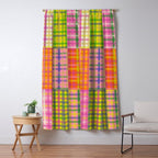Colorful Eclectic Gingham Patchwork Pattern Window Curtain Gallery Image 5