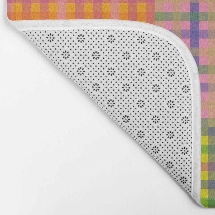 Colorful Eclectic Gingham Patchwork Pattern Bath Mat Gallery Image 2