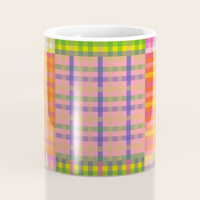 Colorful Eclectic Gingham Patchwork Pattern Coffee Mug Gallery Image 4