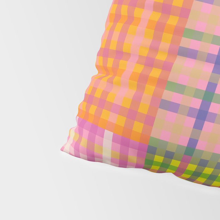 Colorful Eclectic Gingham Patchwork Pattern Pillow Sham Gallery Image 4