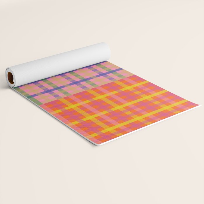 Colorful Eclectic Gingham Patchwork Pattern Yoga Mat Gallery Image 2
