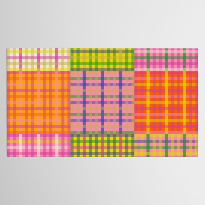 Colorful Eclectic Gingham Patchwork Pattern Tablecloth Gallery Image 2