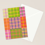 Colorful Eclectic Gingham Patchwork Pattern Stationery Card Gallery Image 2