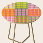 Colorful Eclectic Gingham Patchwork Pattern Side Table Gallery Image 2