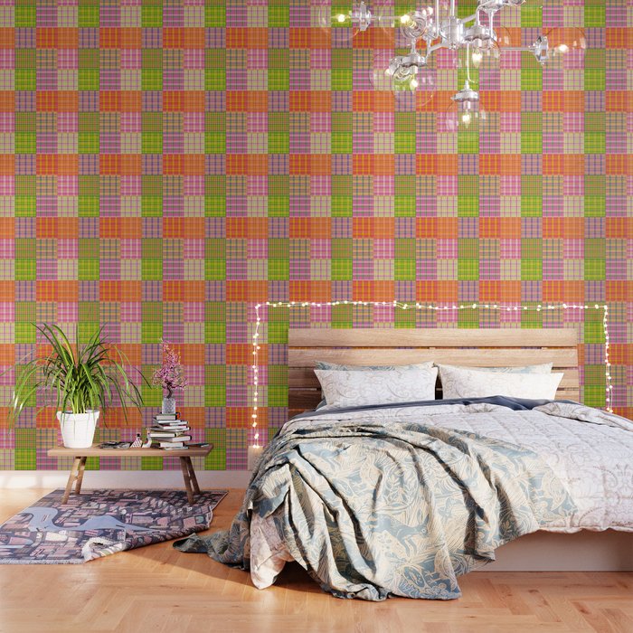 Colorful Eclectic Gingham Patchwork Pattern Wallpaper Gallery Image 3