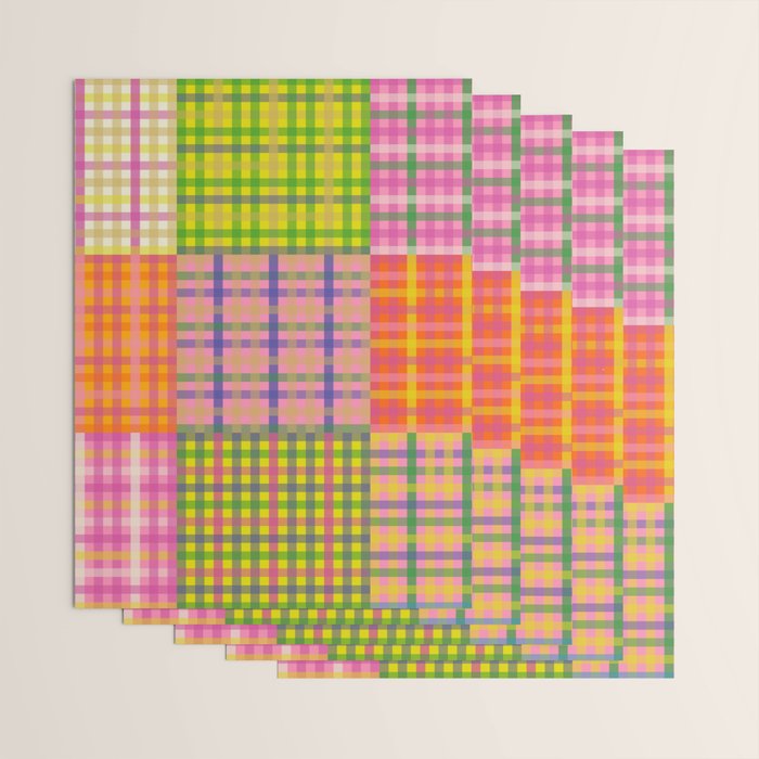 Colorful Eclectic Gingham Patchwork Pattern Wrapping Paper Gallery Image 3