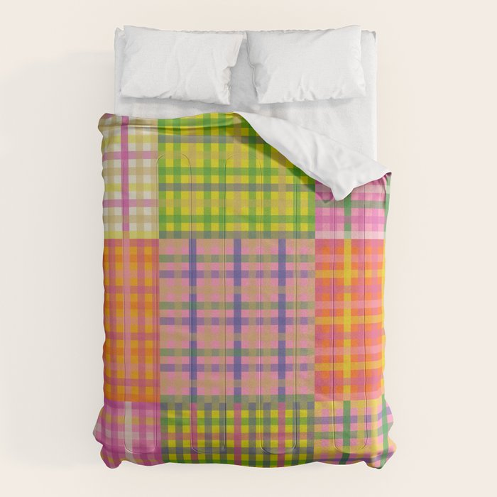 Colorful Eclectic Gingham Patchwork Pattern Comforter Gallery Image 6